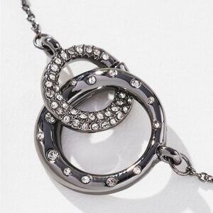 Anthropologie Circle Charm Necklace Gunmetal NEW